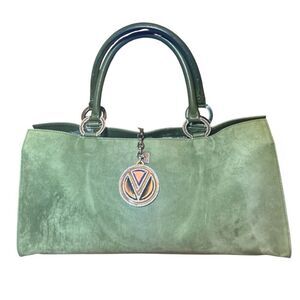 Valentino Garavani Vintage Green Suede Top Handle Long Shopper Tote Handbag Auth
